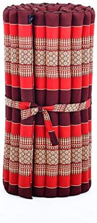 Leewadee - Foldable Floor Mattress - Japanese Roll Up Futon -Trifold Tatami Mat- Guest Floor Bed - Camping Mattress - Thai Massage Mat, Kapok Filled, 75 x 28 inches, Red - Image 4