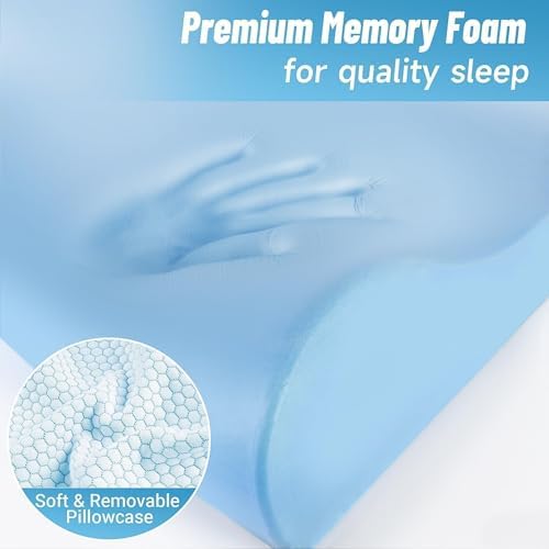 Neck Pillow for Sleeping, Ergonomic Cervical Bed Pillow, Blue Standard Size - Image 3