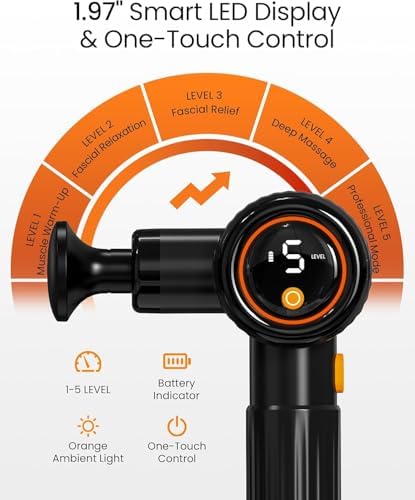 NAPRE Massage Gun,Massage Gun Deep Tissue with Extension Handle & 3 Adjustable Angles,Handheld Percussion Back Massager for Muscle/Neck/Body Pain Relief,6 Heads,Black - Image 5