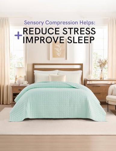 YnM 25lbs Weighted Blanket for Adults, Heavy Bed Throw Blanket with Cooling Glass Beads for All Season Use, Ideal for ~240lbs (60x80 Inches, Queen, Mint Green) - Image 2