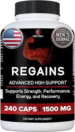 HGH Supplements for Men & Women (240 Pills) Regains Anabolic HGH Peptides for Muscle Growth, Muscle Recovery & Muscle Builder for Men, Natural Human Growth Hormone Booster & Post Workout Supplement by RevolutionScience
