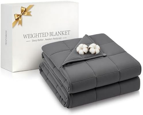 RJOP Cooling Weighted Blanket for Adults (25lbs, 78"x85") Heavy Blanket with Premium Glass, Queen Size Perfect for 190-210 lbs, Soft Breathable, Dark Grey by RJOP