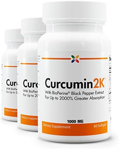 Stop Aging Now - Curcumin2K Formula with Bioperine - Brain & Heart Health, Antioxidants & Joint Health Support - Turmeric & Black Pepper Extract - 60 Vcaps (3 Bottle Multi-Pack) by StopAgingNow