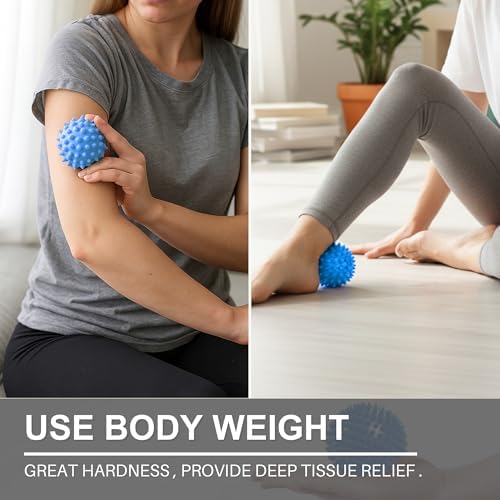 LEZER Spiky Massage Ball, Trigger Massage Point, Plantar Fasciitis, Deep Tissue Myofascial Release Tool, Foot Massager, Muscle Knot Relief, Physical Therapy, Set of 2 (Orange Trigger) - Image 6