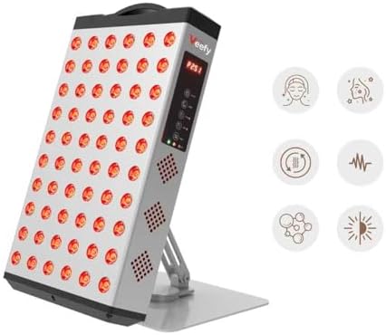 Red Light Therapy Panel, 660nm Red Light and 850nm Near Infrared Light Device, 60 LEDs, 300W LED Power, Adjustable 1-60 Min Timer, Stand and Eye Protection for Face and Body Care by Unknown