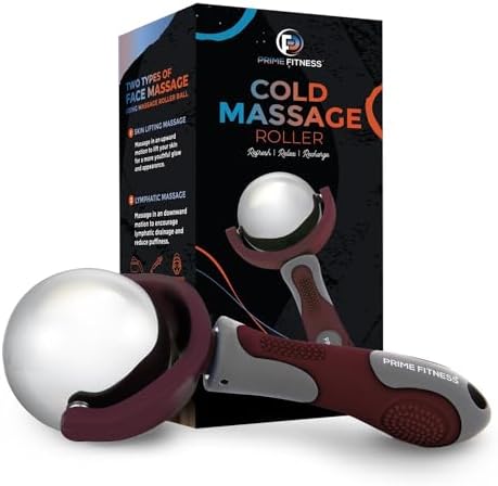 PRIME Fitness Cold Massage Roller Ball | Cold Therapy | Ice Roller Ball with Handle | cryo Stick | Relieve Muscle Pain (Maroon) by PRIME+Fitness