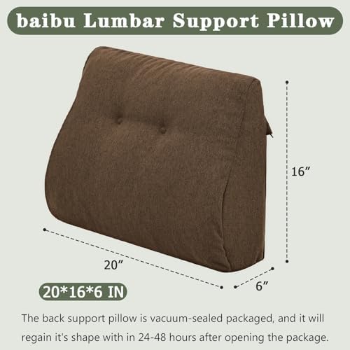 baibu Patented Dual-Layer Memory Foam Lumbar Pillow for Recliner, Brown - Image 4