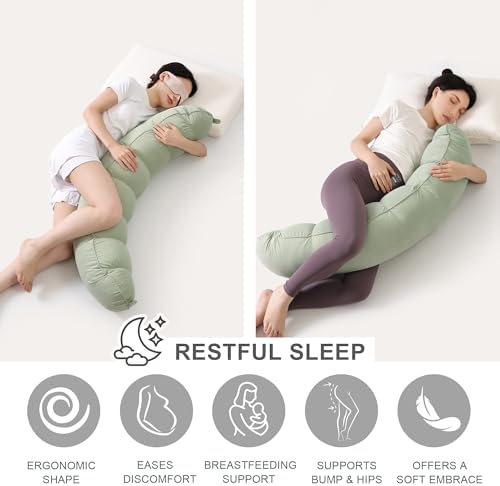 Peallow(Pat. Pend) – Long Round Body Pillow for Adults, Bolster Pillow for Sleeping, Soft and Supportive Pillow for Sleeping & Lumbar Support (Celadon Green,47") - Image 5