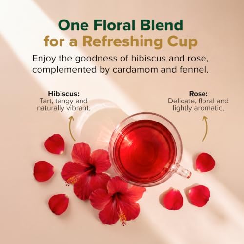 VAHDAM, Hibiscus Rose Tea Bags - 100% Whole Hibiscus Flowers Herbal Tea Bags (100 Count) With Rose, Chamomile & Exotic Spices | Caffeine Free, Floral Flavor Tisane | Resealable Ziplock Pouch - Image 3