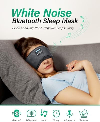 LC-dolida Sleep Headphones, White Noise Bluetooth Sleep Mask 3D Breathable Wireless Eye Mask for Timing, Sleep Mask with Bluetooth Headphones for Side Sleepers Travel,Cool Gadgets for Women Men(Grey) - Image 6