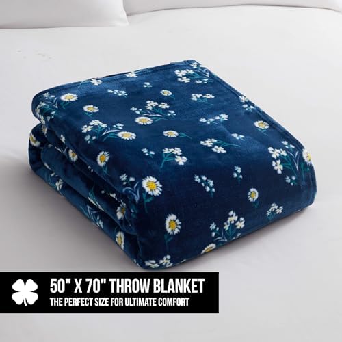 Lucky Brand Daisy Navy Blue Floral 50"X70" Cozy Plush Blanket - Premium Microfiber Throw for Luxurious Comfort and Style - Image 2