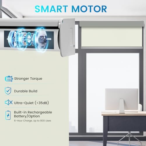 Motorized 100% Blackout Roller Shade – Custom Smart Blinds with Remote, Rechargeable Battery or Plug-in Motor, Tuya WiFi Optional, Home & Office Automatic Window Shades (Medium Champagne/CH9441) - Image 3