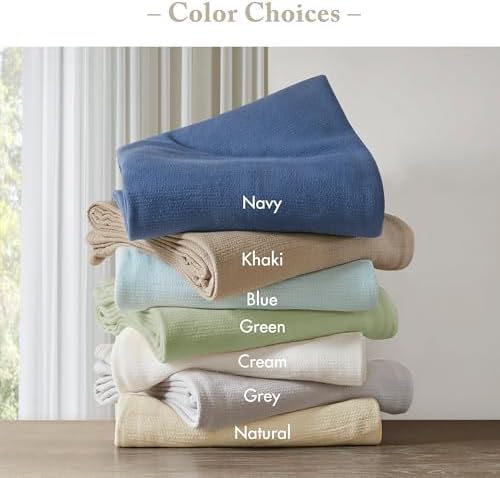 Madison Park 100% Cotton Breathable Twin Size Blanket for Bed, Khaki - Image 5