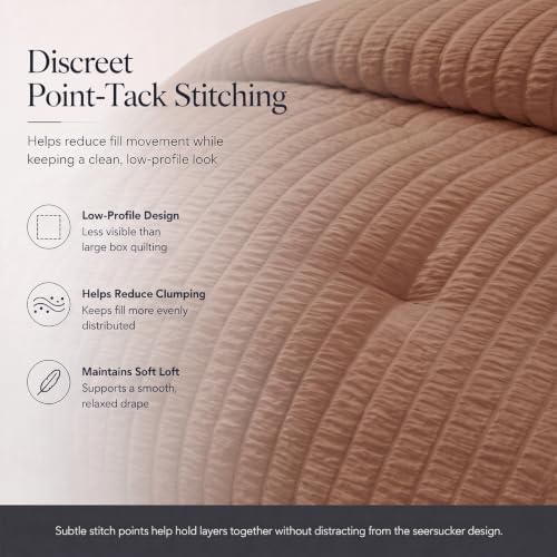CozyLux Queen Comforter Set, 7 Pieces Mocha Mousse Seersucker Bed in a Bag - Image 4