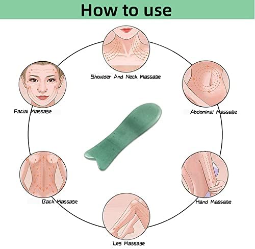 Facial Gua Sha Tool for Chin Massage Tool Natural Jade Stone Gua Sha Board for Face SPA Acupuncture Therapy Trigger Point Treatment - Image 5