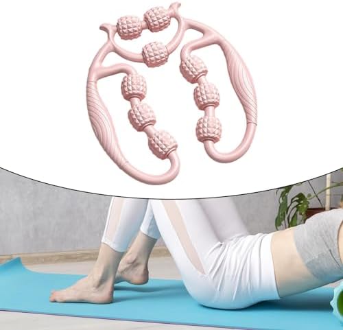 Massage Roller Nine Wheels Muscle Roller with 360 Degree Rotating Clamp Adjustable Eva Pp Handle Body Relaxer Suitable for Fitness Runners Swimmers, Pink - Image 4