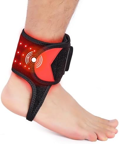 Cordless Ankle Heating Pad, Red Light Ankle Massager for Pain Relief, Foot Heating Pad for Left Right Feet, with Adjustable Vibration and Heat Settings by BEDHUM
