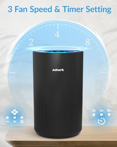 Air Purifiers for Home Bedroom, ADTARK Air Cleaner with 3-in-1 Filter, Sleep Mode & Aroma Function, 3 Light Modes, Room Air Purifier with 3 Timer for Office, Dorm, Hotel (Black) - Image 5