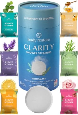 BodyRestore Shower Steamers Aromatherapy, Gifts for Men, Clarity 6 Pack by BodyRestore
