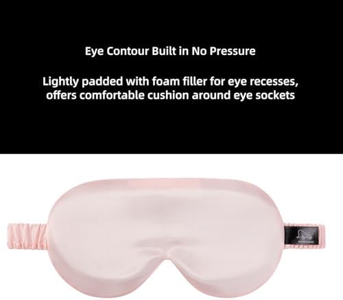 ALASKA BEAR Sleep Mask with Silk-Covered Headband for Hair Care, Silk Eye Mask Comfortable Scrunchy Band Over Ears Non-Adjustable Elastic Strap (Pink, Luxury 22 Momme) - Image 3