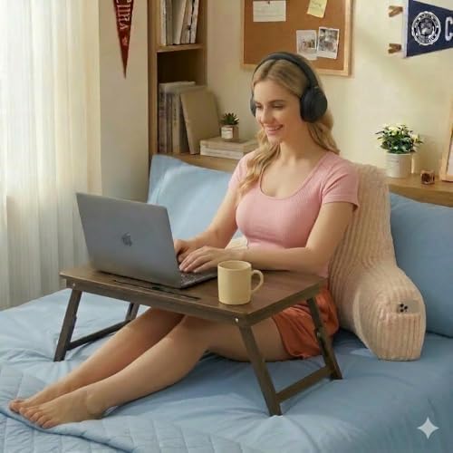Reading Pillow for Sitting in Bed with Arm,White Corduroy, M - Image 2