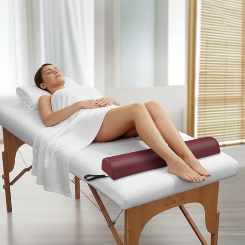 Saloniture Half Round Massage Table Bolster Pillow Pad - 26 x 6 x 3 Inch - Burgundy - Image 5