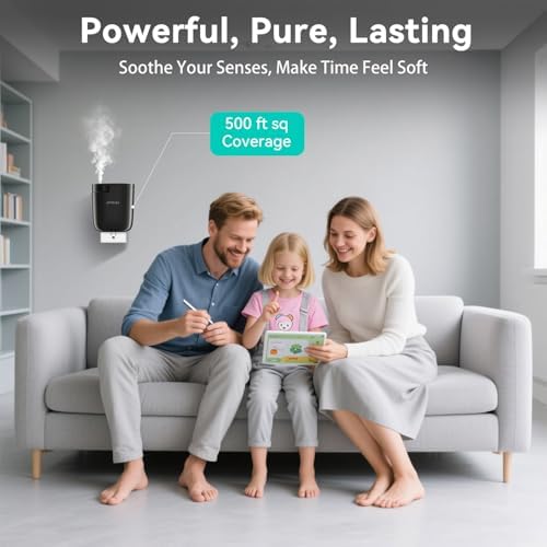 Waterless Diffuser, Plug in Diffuser for Essential Oils,Waterless Essential Oil Diffuser in Wall, Smart Bluetooth App Control, Up to 500 Sq.ft Coverage, Black - Image 4