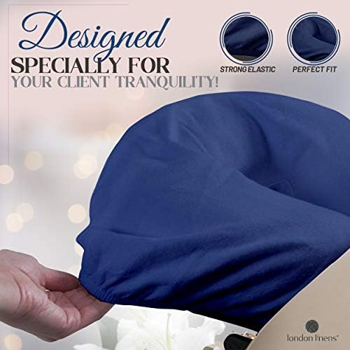 London Linens Pack of 10, Premium Extra Thick 100% Cotton Flannel Massage Tables Face Cradle Covers Cozies Fitted - Includes 10 pcs (Blue) - Image 3
