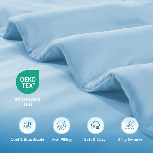 MASVIS Cooling Comforter Queen Size, Cooling Blanket for Hot Sleepers Lightweight Summer Blanket with Double-Sided Cold Tech Fabric,Breathable Cold Blanket,Light Blue,90"X90" - Image 6