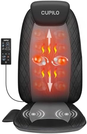 CuPiLo Back Massager for Chair - Full Back Massager with Heat for Back Pain Relief Deep Tissue, Chair Massager Pad, Back Support Inflatable Flap Massage Chair Cushion, Gifts for Men Dad by CUPILO