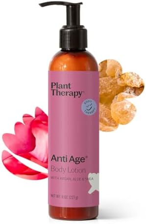 Plant Therapy Anti Age Body Lotion with Argan, Aloe & Shea 8 oz Firms, Smooths, and Deeply Hydrates, Rich in Antioxidants for Age Defense, Aromatherapeutic Blend Nurtures Aging Skin by PlantTherapy