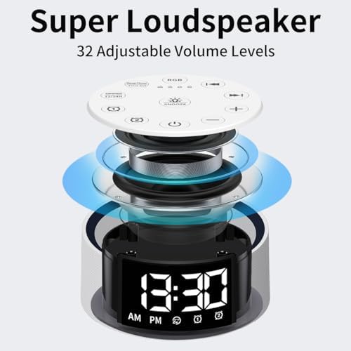 Sound Machine White Brown Noise Machine with 30 Sleeping Sounds for Baby Kids Adults Night Light Bedroom Alarm Clock 2 Alarms Backup Battery 32-Level Vol 15 Wake up Sounds for Mild Heavy Sleeper - Image 6