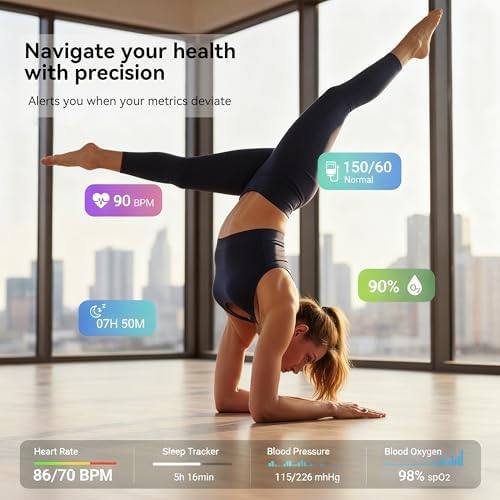Smart Ring for Women, Fitness & Activity Tracker with Blood Pressure/Heart Rate Monitor, Sleep Tracker,Step Counter, IP68 Waterproof Ring for iOS&Android, Fast Charge,No Subscription (Rose Gold,Size9) - Image 2