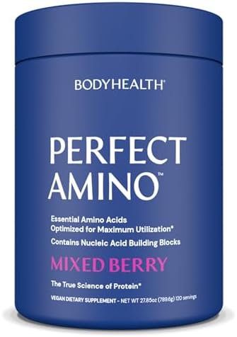 BodyHealth PerfectAmino Powder - BCAA and EAA Powder for Pre and Post Workout - Amino Acid Energy Drink for Men and Women to Support Lean Muscle and Recovery - Mixed Berry - 120 Servings by BodyHealth