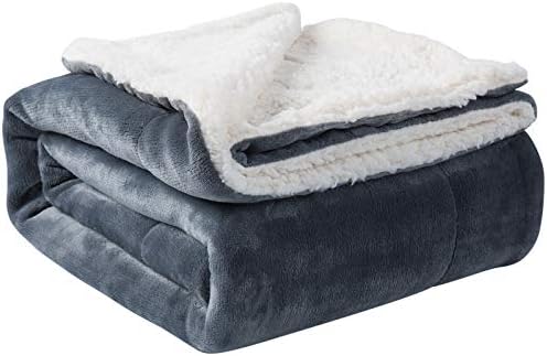 NANPIPER Sherpa Blanket Warm Blankets for Winter Super Soft Fuzzy Flannel Fleece/Wool Like Reversible Velvet Plush Couch Blanket Lightweight(Grey Throw Size 50"x60") by NANPIPER