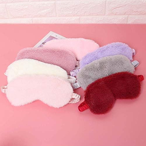 RAYNAG Fluffy Sleep Mask 4 Pack - Plush Blackout Eye Masks for Sleeping, Soft Blindfold with Silky Back, Cozy Gifts for Women Men Travel, Dark Pink - Image 4