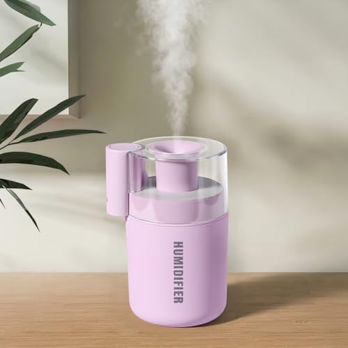 USB Mini Humidifier, Small Portable Desk Humidifier Cool Mist Personal Desktop Humidifiers for Cooling Home Office Car Travel Indoor (180ml, Pink) by Daskternie