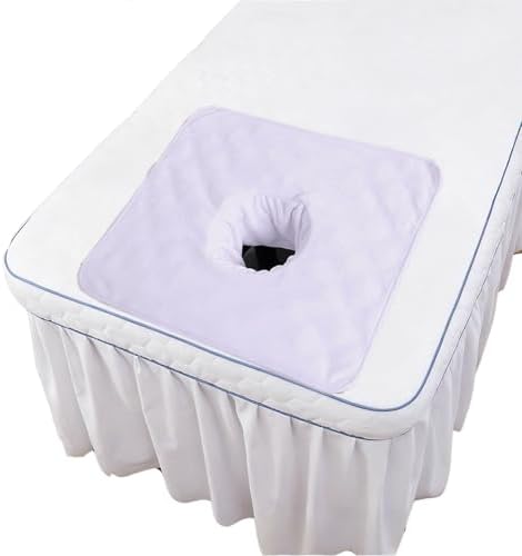 Massage Table Cover Towel with Face Cradle Hole, Premium Fitted Sheet with Locked Edges (White Square) by ZBH1985