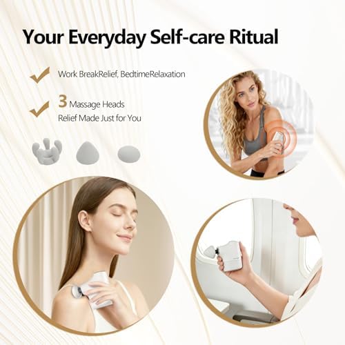 Mini Massage Gun, Portable Deep Tissue Muscle Massager with 4 Heads, Adjustable Speed & Pressure, Quiet Powerful Motor, Rechargeable Handheld Percussion Massager for Neck, Shoulder, Back & Legs Gray - Image 7