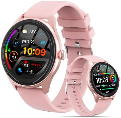 Smart Watch for Women, 1.39" HD Touchscreen Smartwatch with 120 Sports Modes, AI Voice Assistant, Heart Rate/Sleep Monitor, Bluetooth Call & Music Control Fitness Watch for iPhone/Android (Pink) by DIVOAZBVO