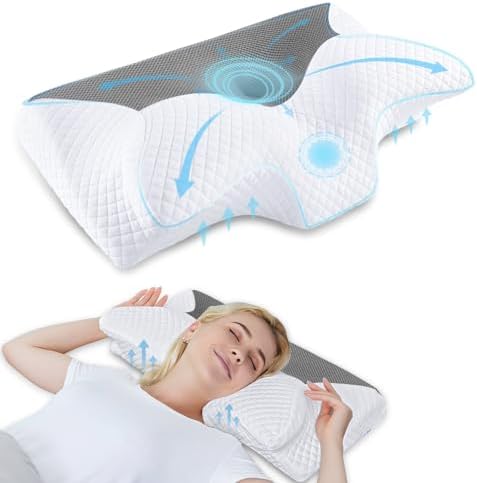 HOMCA Cervical Pillow, Ergonomic Memory Foam Neck Pillow for Pain Relief by HOMCA