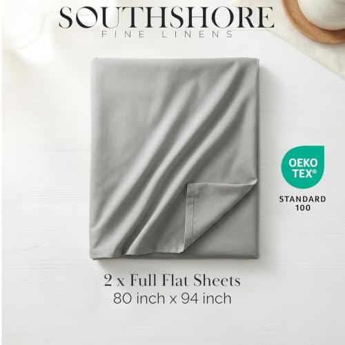 Full Flat Sheets Only 2 Pack Microfiber Oversized Soft Hotel Quality Grey - Image 2