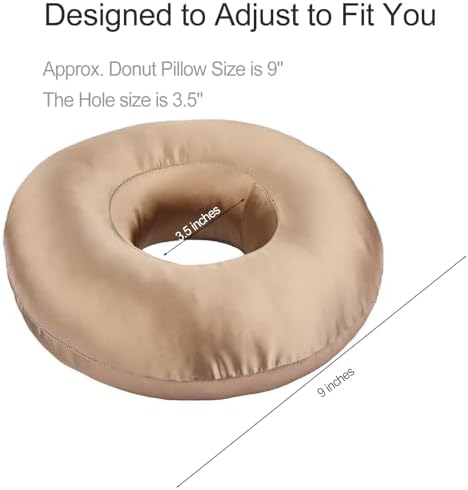 Silky Satin Piercing Pillow Ear Pillows Donut with Hole for Ear Pain CNH Piercing Pain Relief Sleeping Pressure Sore Side Sleepers Smooth Cooling Ear Guard Protector, Taupe - Image 5