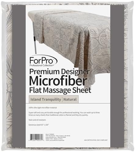ForPro Designer Microfiber Massage Flat Sheet, 100"L x 63"W, Island Natural by ForProProfessionalCollection
