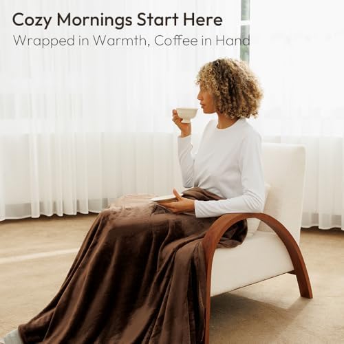 NANPIPER Queen Size Blanket - Lightweight Soft Fleece for Adults All-Season Coffee Brown 90"x90" - Image 7
