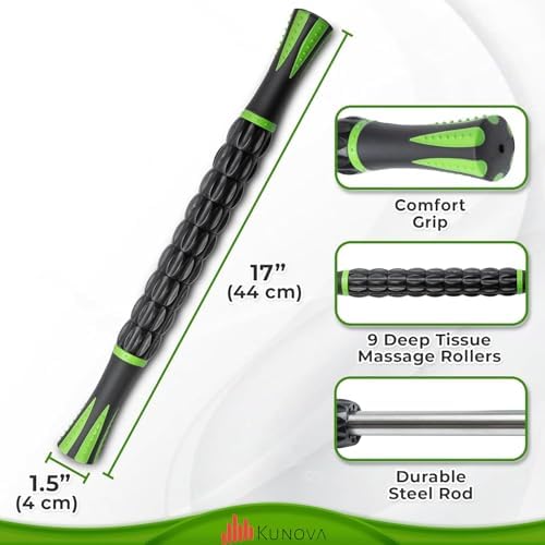 Kunova (TM) Muscle Roller Stick - Massage Tool for Releasing Myofascial Trigger Points, Reducing Muscle Soreness, Soothing Cramps and Relieving Muscle Pain - Image 6