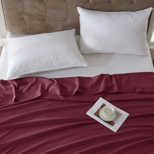 ZPECC Bulk Flat Sheets Only Twin Size 6 Pack, Easy Sort Top Bed Sheet by Color-Coded Label, Soft Durable Brushed Microfiber Fabric Hotel Airb&bs Essentials for Hosts, 66"x96", Burgundy - Image 5