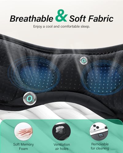 LC-dolida Sleep Headphones, White Noise Bluetooth Sleep Mask 3D Breathable Wireless Eye Mask for Timing, Sleep Mask with Bluetooth Headphones for Side Sleepers Travel,Cool Gadgets for Women Men(Grey) - Image 4