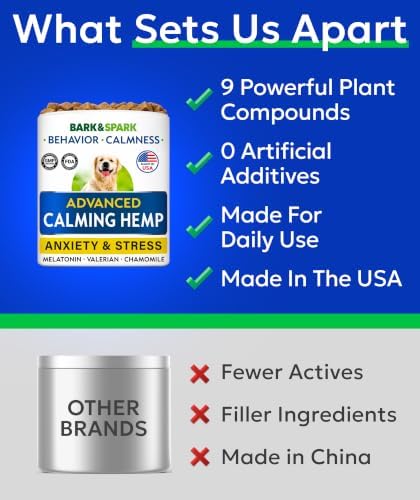 BARK&SPARK Advanced Calming Hemp Treats for Dogs - Hemp Oil + Melatonin - Anxiety Relief - Separation Aid - Stress Relief During Fireworks, Storms, Thunder - Aggressive Behavior, Barking - 180 Chews - Image 6