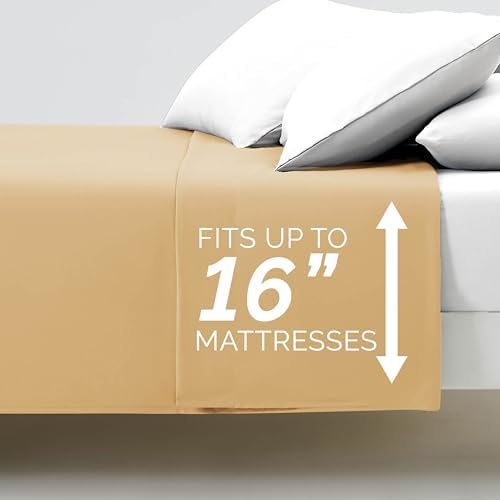 Twin XL Flat Sheets Only 2 Pack Microfiber Oversized Hotel Quality Gold - Image 6